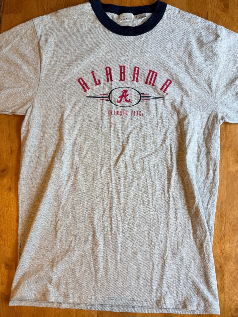 Alabama Crimson Tide MJ Soffe Ringer T-Shirt Mens Large Gray NCAA Made in USA
